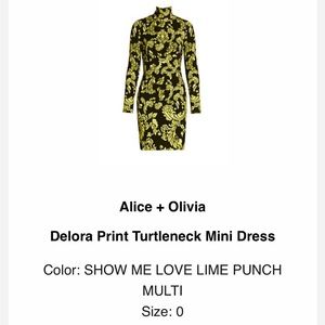 Alice & Olivia Delora Long Sleeve Print Turtleneck Minidress